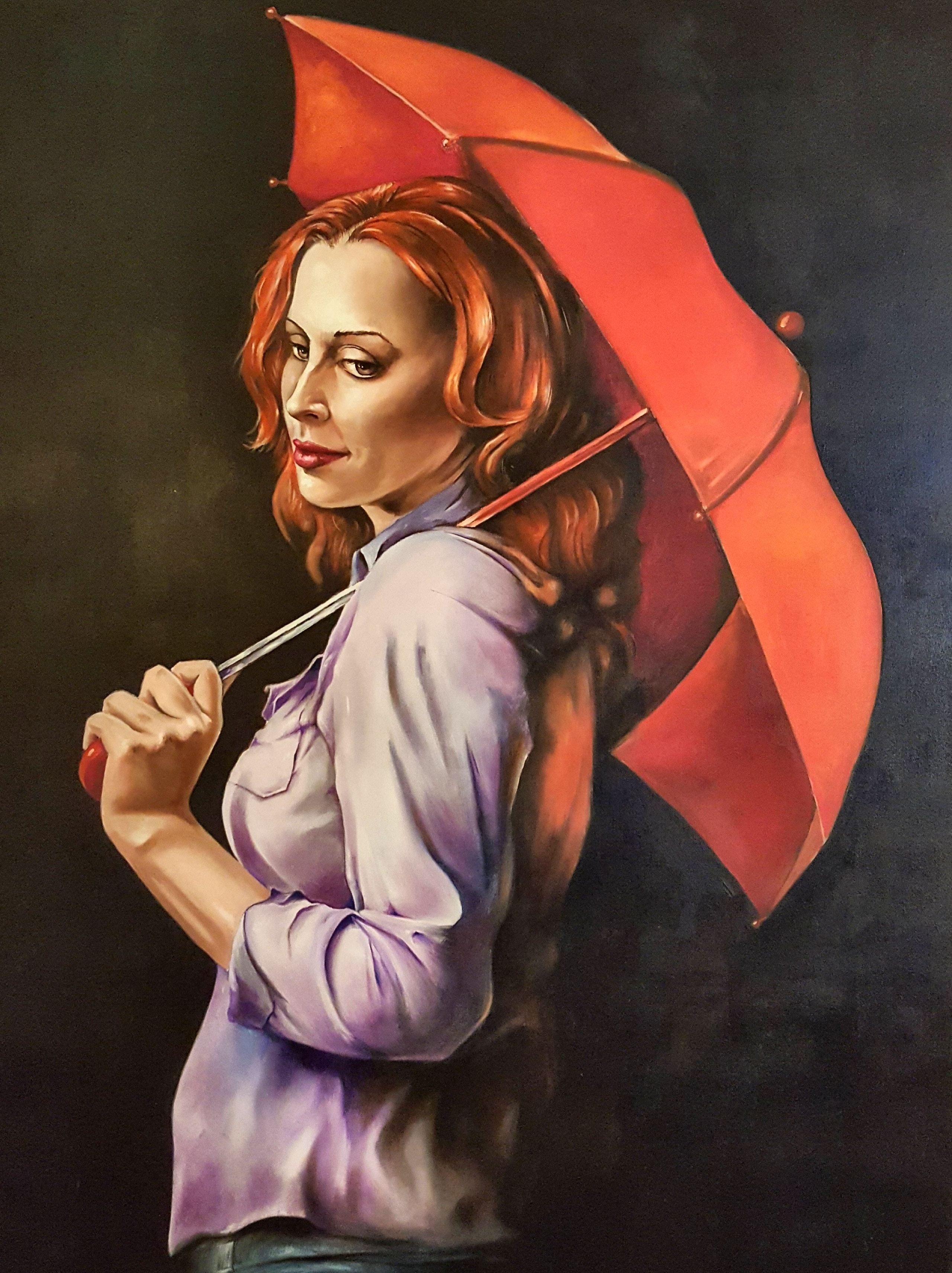 Woman With Umbrella Oil Painting By Michael Greiner At Art Works Richmond